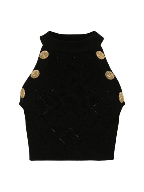Balmain embossed buttons cropped top
