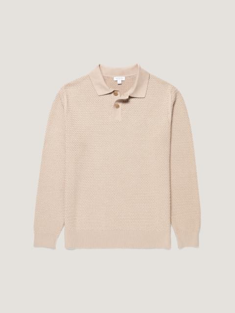 Sunspel Cotton Basketweave Polo Shirt