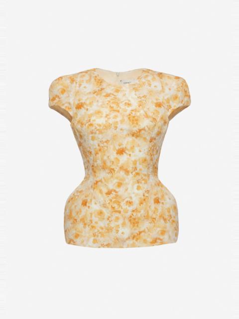MAGDA BUTRYM Fitted blouse with padded silhouette in yellow print