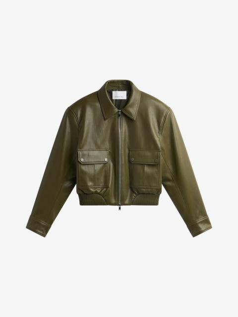 The Frankie Shop Val Faux Leather Padded Jacket - Army Green