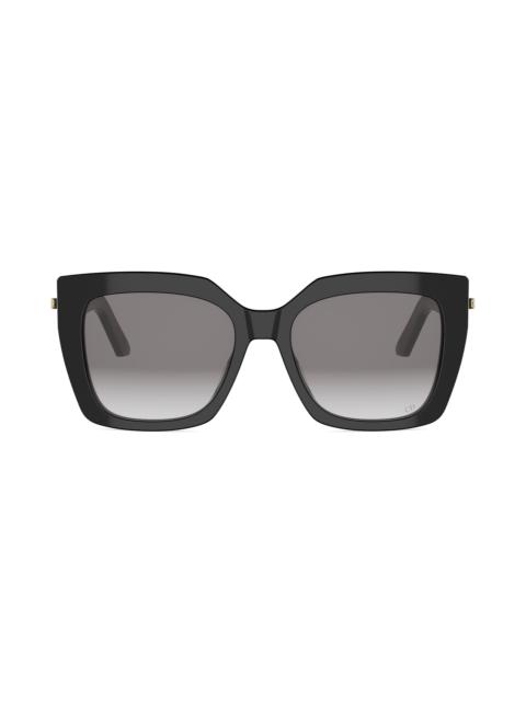Dior Women's CDior S5I 55MM Square Sunglasses - Shiny Black And Gradient Smoke