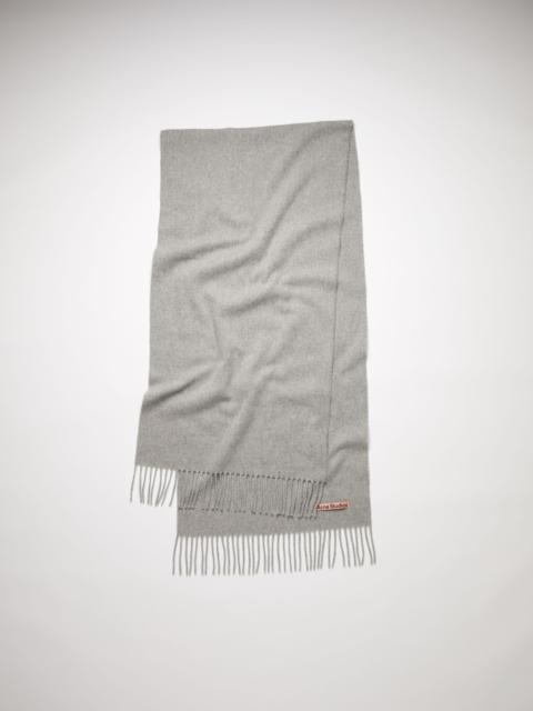 Fringe wool scarf - Narrow - Light Grey Melange