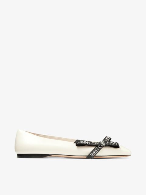 Veda Ballerina
Latte Nappa Leather Flat Ballerina Pumps with Jimmy Choo Bow