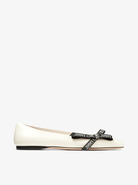 JIMMY CHOO Veda Ballerina
Latte Nappa Leather Flat Ballerina Pumps with Jimmy Choo Bow