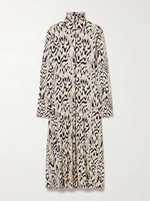 Marion printed jersey turtleneck midi dress