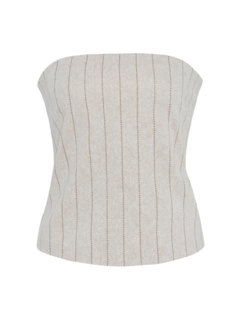 ROSETTA GETTY Pinstriped Jacquard Bandeau Top neutral