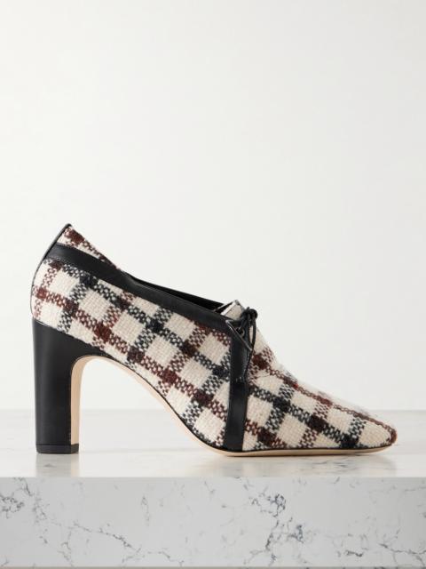 Manolo Blahnik Stagira 90 Leather-trimmed Checked Tweed Pumps