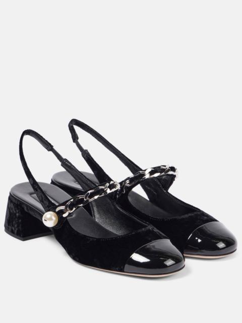 Miu Miu 35 embellished velvet pumps