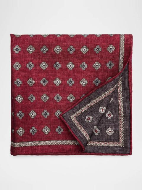 Brunello Cucinelli Men's Silk Medallion Pocket Square