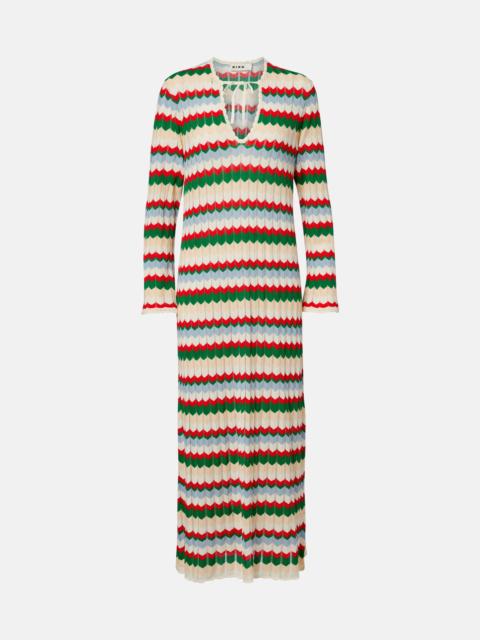 RIXO Lucila knitted chevron cotton midi dress