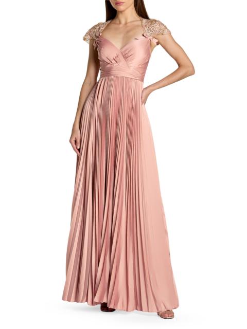 MAC DUGGAL Women's Floral Beaded Charmeuse Satin Gown - Rose
