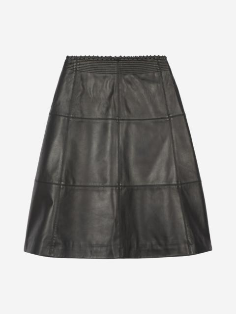 The Kooples BLACK LEATHER MIDI SKIRT