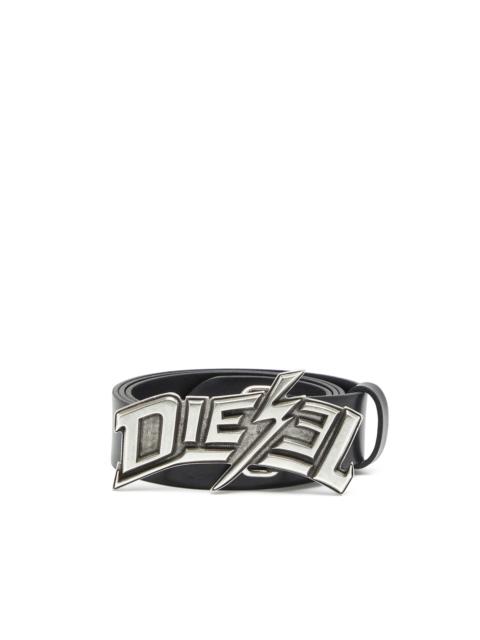 Diesel 4CM LEATHER BELT WITH LIGHTNING BOLT BUCKLE