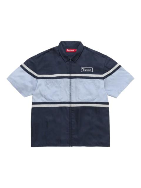 Supreme Supreme SS26 Silk Zip Up S/S Shirt 'Navy' SUP-SS26-327-NVY