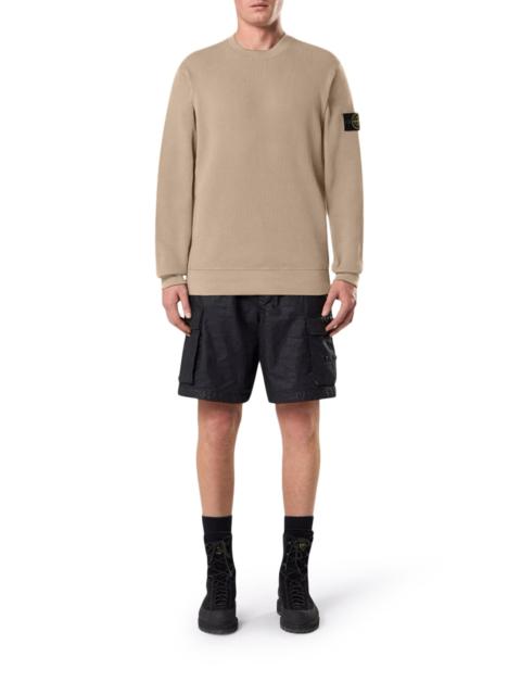 CREW NECK SWEATSHIRT IN ORGANIC COTTON WITH HONEYCOMB WORKMANSHIP