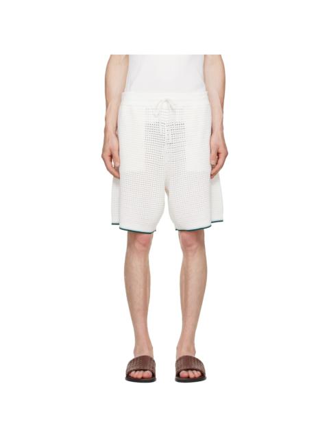 CASABLANCA Off-White Palm Tree Emblem Crochet Shorts