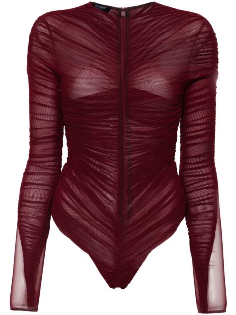 MUGLER gathered semi-sheer bodysuit