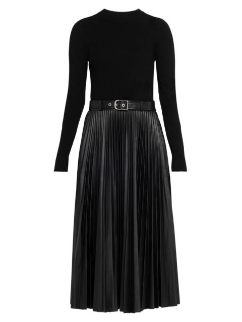 SIMKHAI Women's Abilene Mixed-Media Midi-Dress - Black