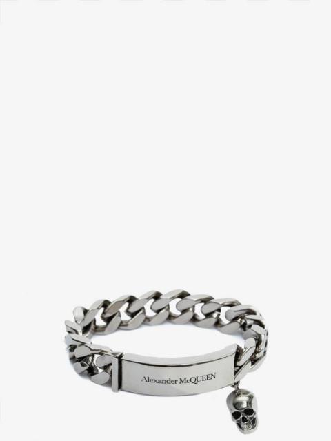 Men's Identity Chain Bracelet in Antique Silver