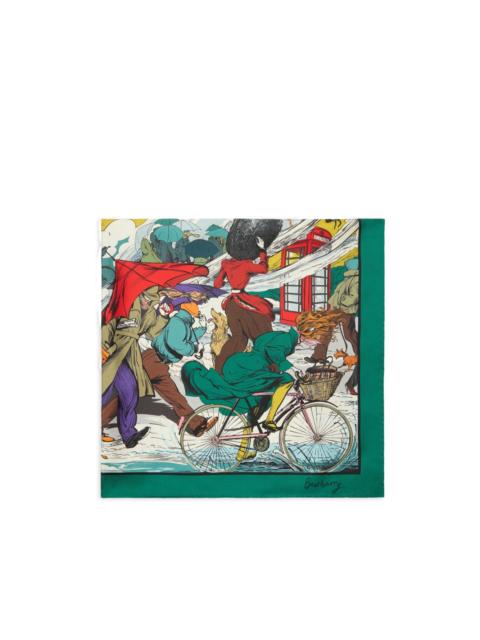 Burberry Raining Cats and Dogs​ silk scarf