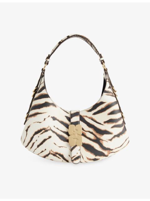 GANNI Kat Zebra Small Faux-Leather Shoulder Bag