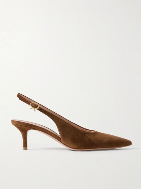 Gianvito Rossi Robbie 45 suede slingback pumps Tan