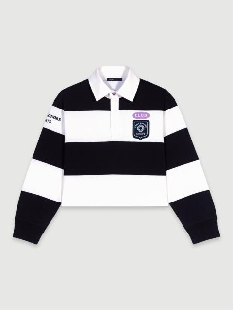 Striped and embroidered polo shirt