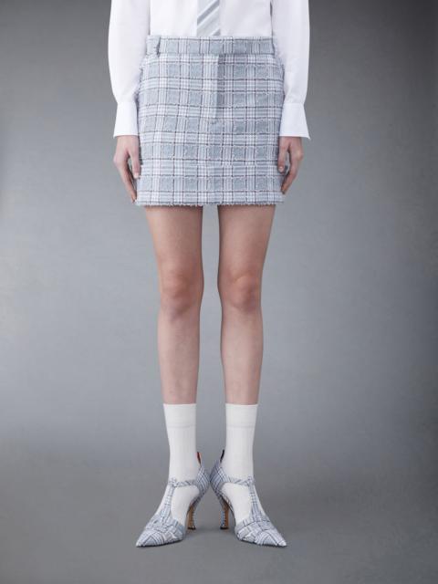Prince of Wales Check Tweed Frayed Sack Mini Skirt