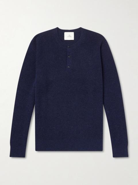 The Elder Statesman Waffle-Knit Cashmere Henley Sweater