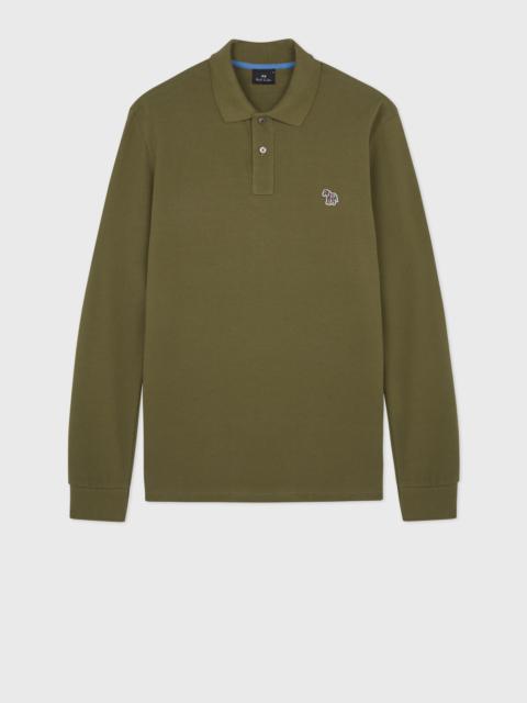 Paul Smith Khaki Long-Sleeve Zebra Logo Polo Shirt