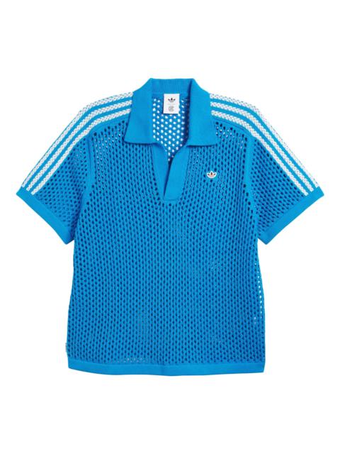 adidas adidas x CLOT FW24 Crochet Polo Shirt Asia Sizing 'Bright Blue' JE9592