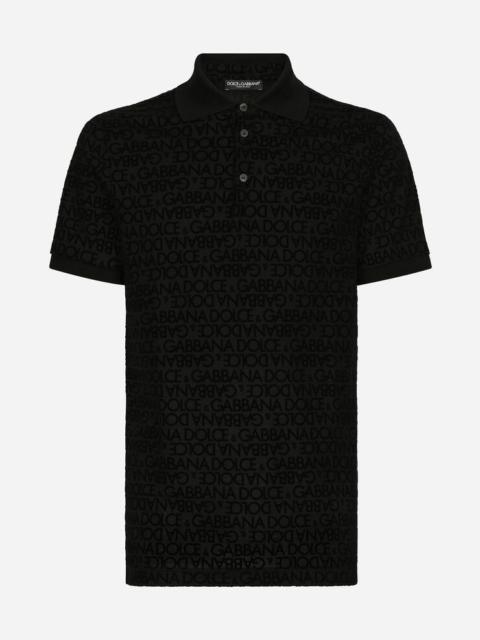 Dolce & Gabbana Piqué polo-shirt with flocked Dolce&Gabbana logo