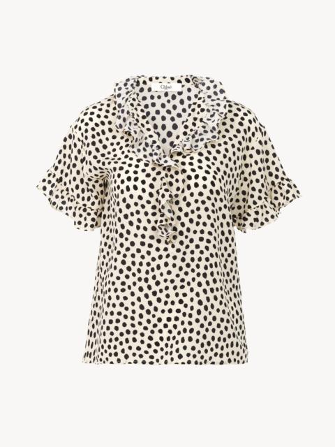 Chloé SHORT-SLEEVE RUFFLE TOP IN CRÊPE DE CHINE