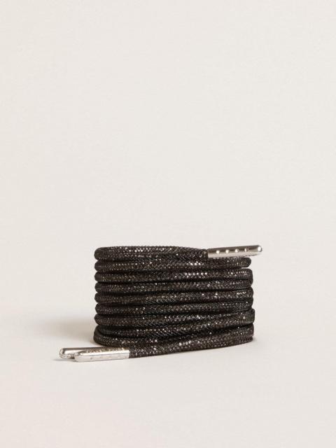 Golden Goose Black laces with silver-colored Swarovski rhinestones