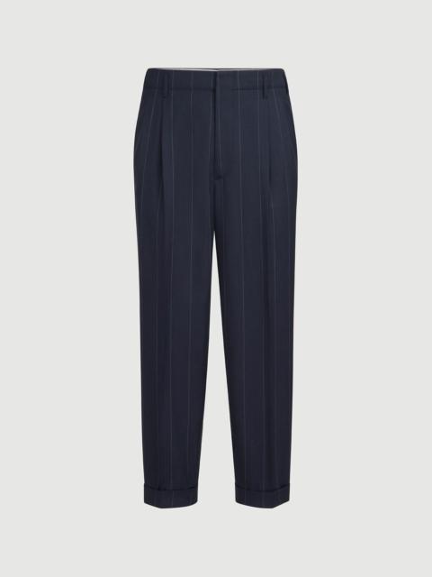 Brunello Cucinelli Virgin wool chalk stripe trousers with double pleats