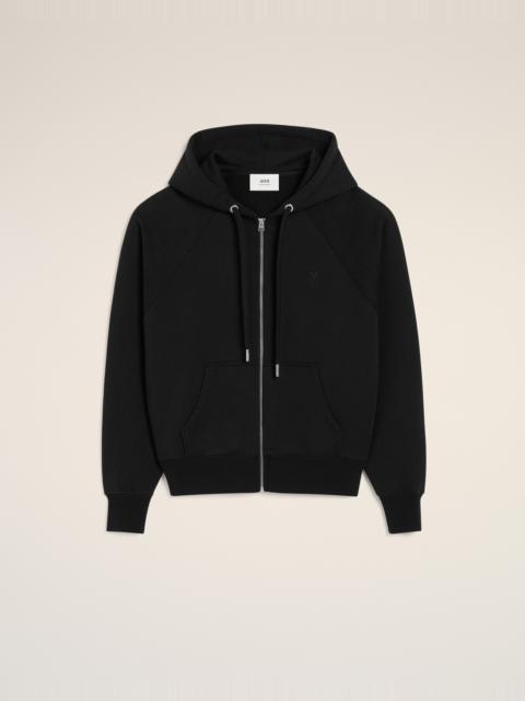 AMI Paris BLACK COTTON TONAL AMI DE COEUR HOODIE
