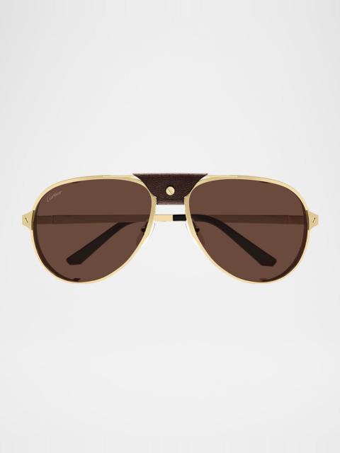 Cartier Men's CT0296SM Metal Aviator Sunglasses
