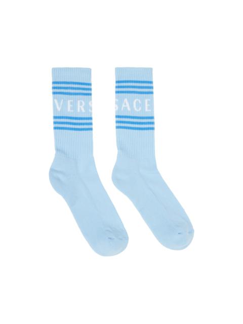 VERSACE Blue & White 90s Vintage Logo Socks