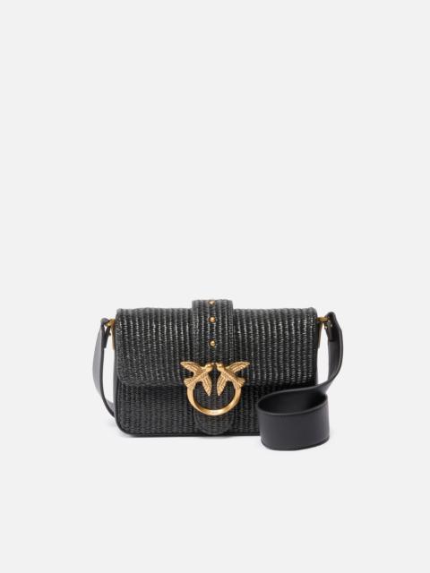 PINKO MINI LOVE BAG SLOUCHY SHOULDER BAG IN RAFFIA WITH TWO SHOULDER STRAPS
