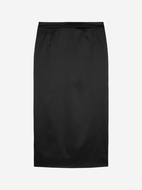 The Kooples LONG BLACK SATIN PENCIL SKIRT