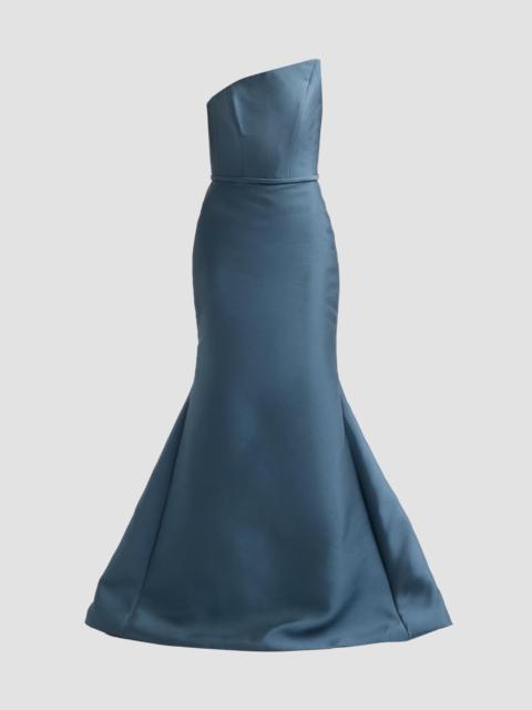 AMSALE Women's Satin Asymmetric Bow Gown - Petrol