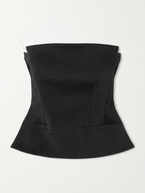 Another Tomorrow Architectural Satin-crepe Bustier Top