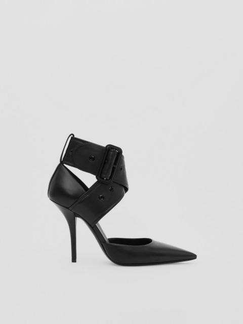 Burberry Buckled Strap Leather Point-toe Pumps