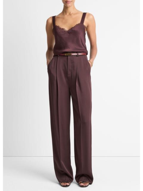 Vince Satin Pleated Wide-Leg Trouser
