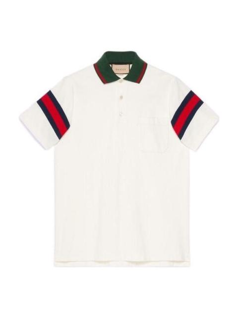 GUCCI Gucci Cotton Jersey Polo With Web 'White' 713997-XJETR-9088