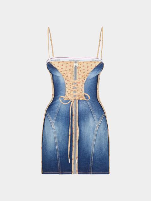 DSQUARED2 MEDIUM RIPPED KNEE WASH DENIM DRESS