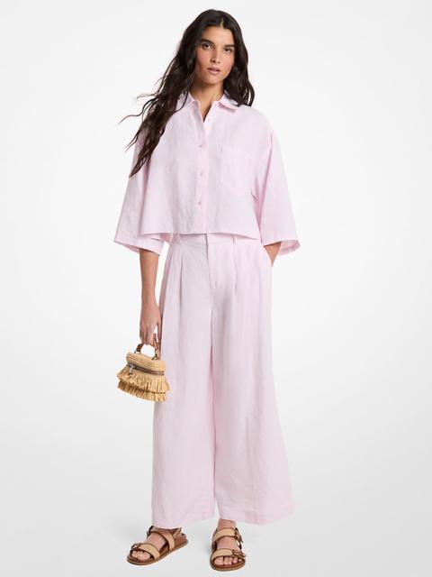 MICHAEL KORS Pleated Linen Wide Leg Pants