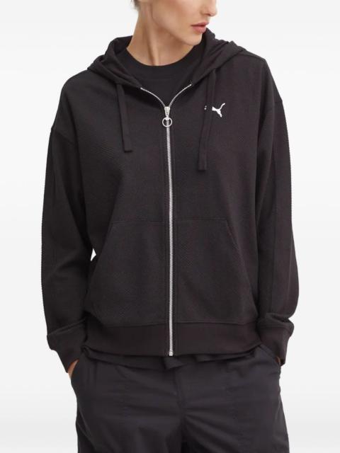 PUMA logo-embroidered zip-up hoodie