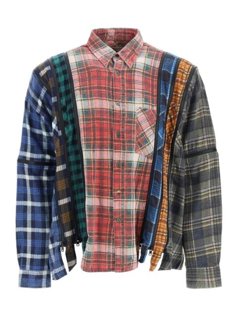 NEEDLES 'REBUILD' PATCHWORK FLANNEL SHIRT WITH ZIPPERS NEEDLES