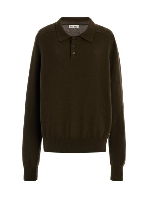 ÉTERNE Brady Cashmere Polo Sweater green